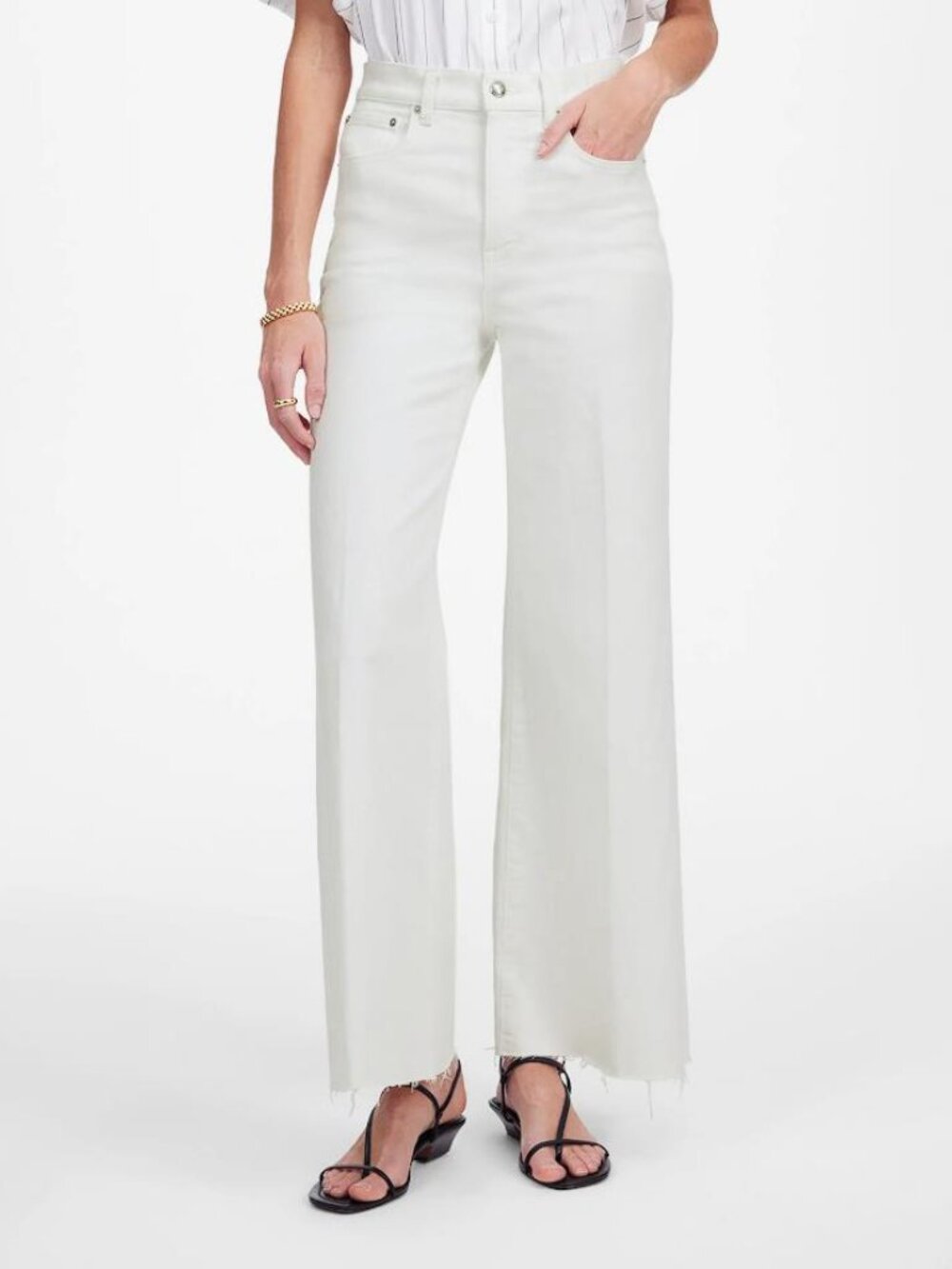 MADEWELL Women's Flared Wide-Leg Crop Jeans Size 29 in Pure White